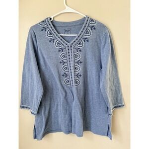 SOLD 

Hasting & Smith Womens Size XL Blue Embroidered 3/4 Sleeve Top Boho